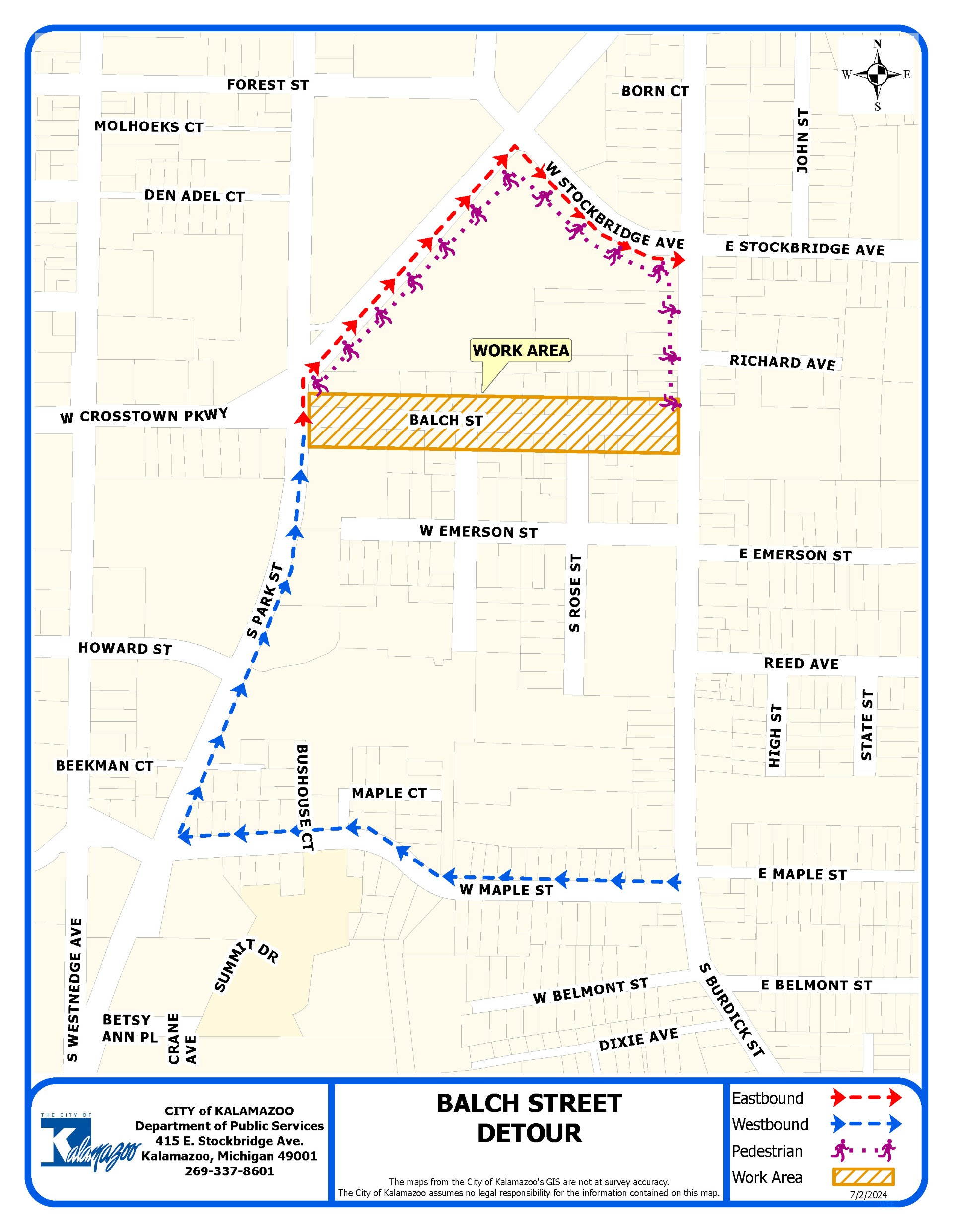 Balch Street Project Detour Map