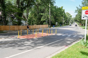 Pedestrian island on Oakland Dr