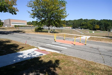 Pedestrian island on Maple St