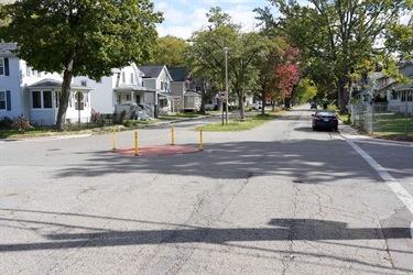 Mini traffic circle at James and Lay