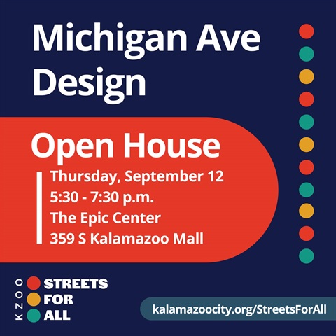 Graphic with details for 9/12 Michigan Ave Open House